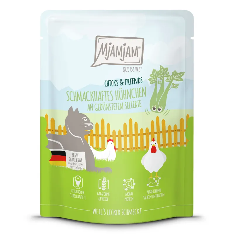 MJAMJAM Pouchbeutel Chicks & Friends Hühnchen mit Sellerie 300 g Zertifiziert